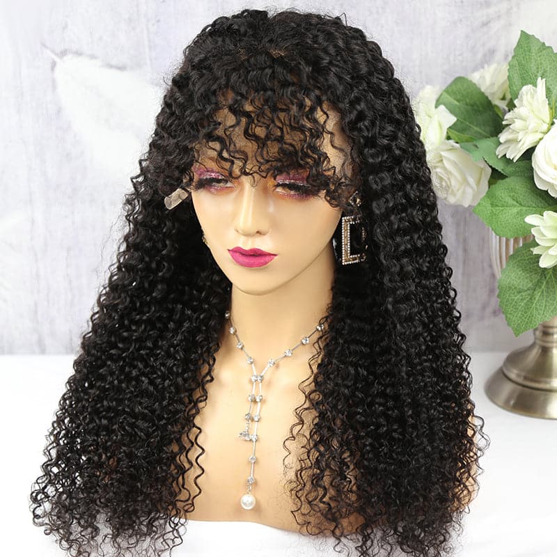 200% Long Curly Hair With Bangs Lace Front wig  CBNL