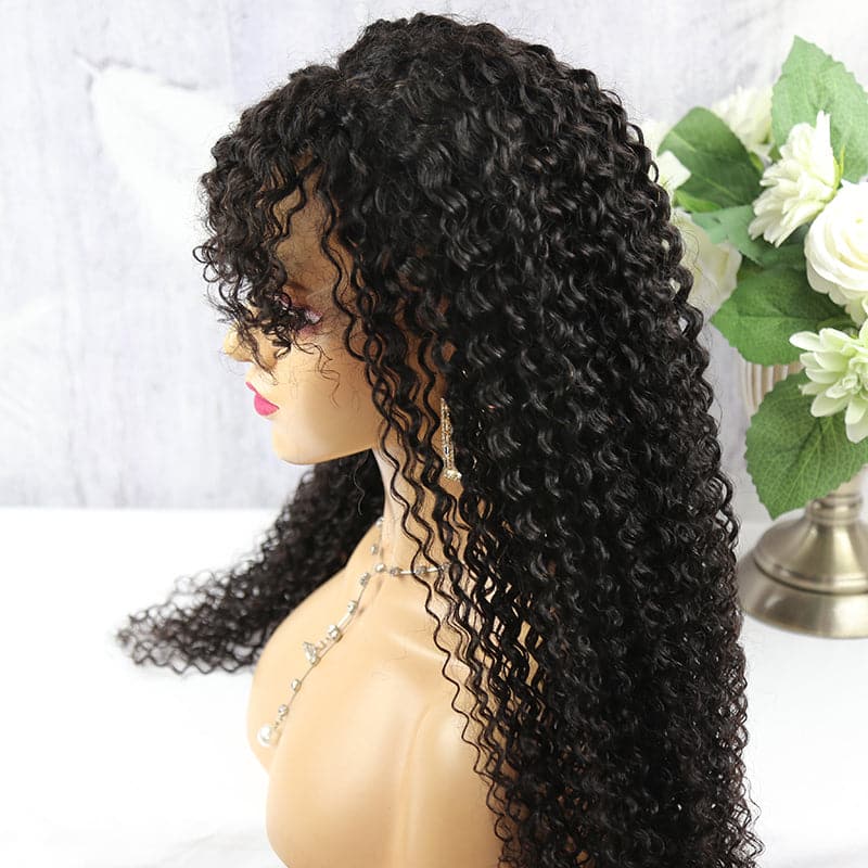 200% Long Curly Hair With Bangs Lace Front wig  CBNL