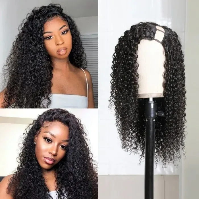 U Part Wig Deep Curly Human Hair UDC-1