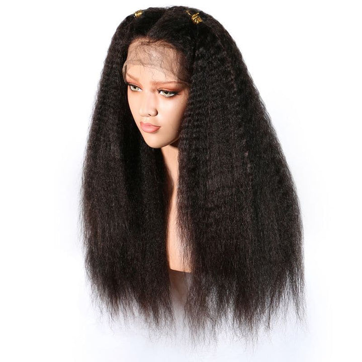 Pre Plucked Kinky Straight Full Lace Wig Human Hair 4