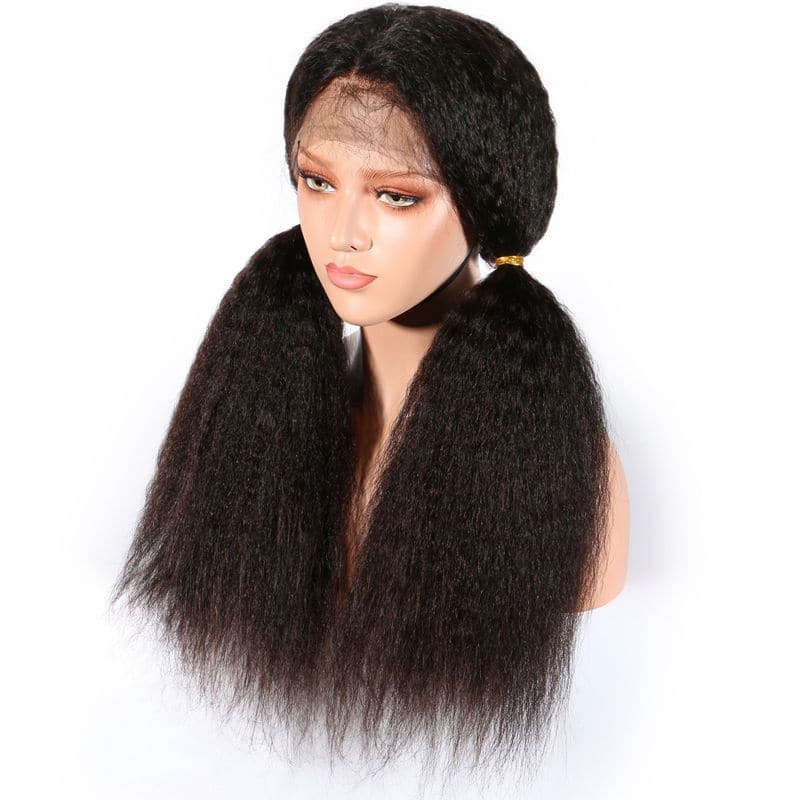 Pre Plucked Kinky Straight Full Lace Wig Human Hair 5