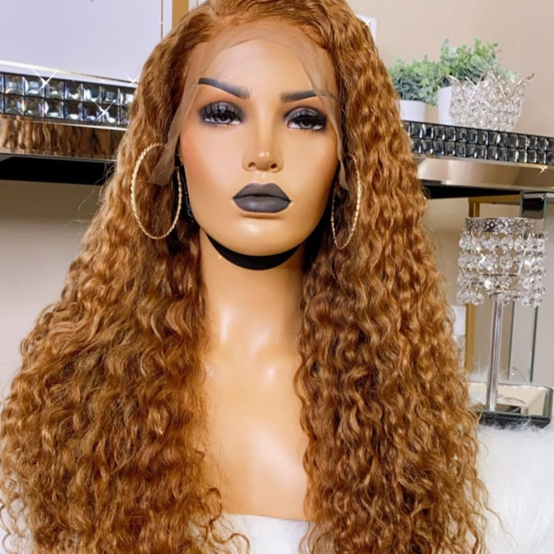 Honey Blonde Colored Water Wave 5x5 Lace Closure Wig  HBBW