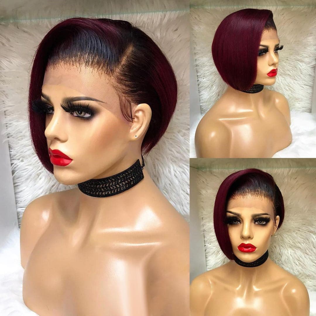 Pre-Styled Pixie Cut Silky Straight BOB Lace Wig PCSSB