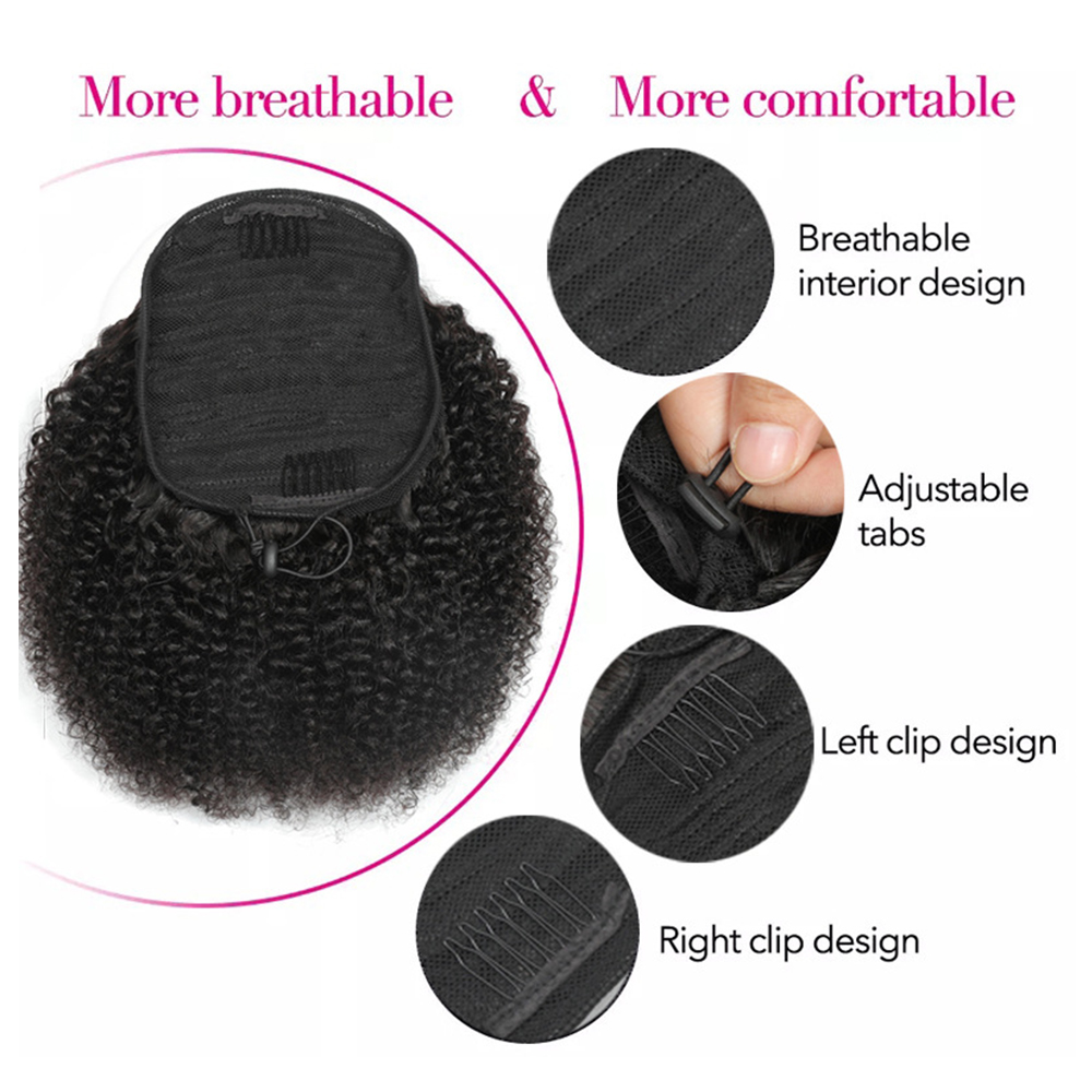 Drawstring Ponytail Kinky Curly Brazilian Human Hair