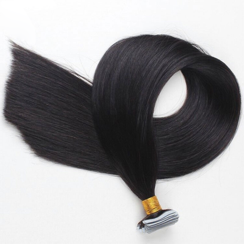 tape in hair extensions in a ponytail