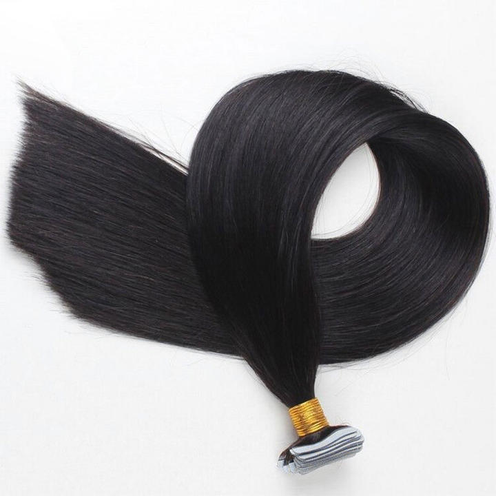 tape in hair extensions in a ponytail