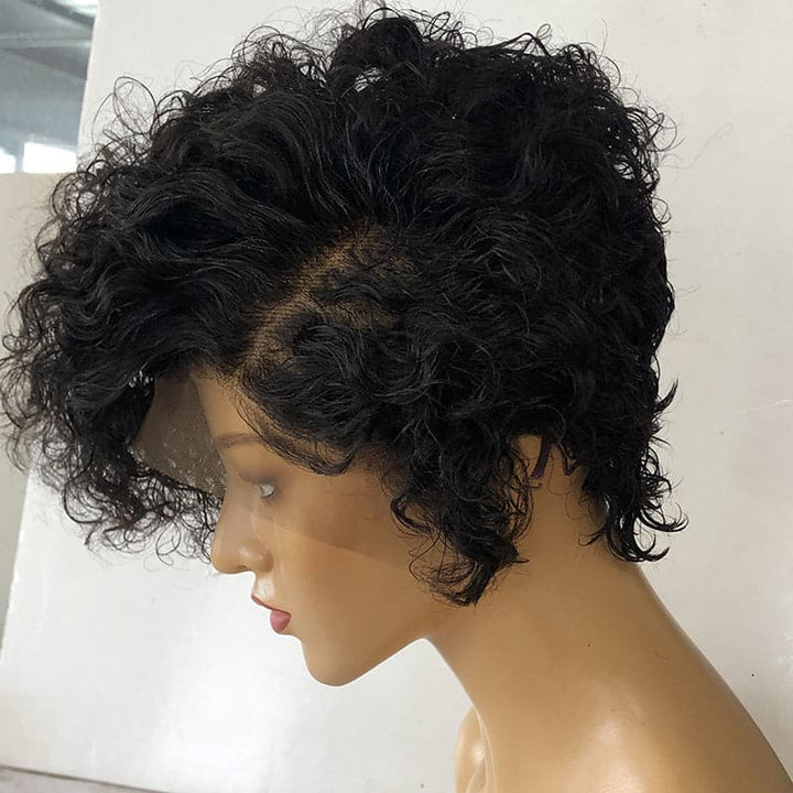 Summer Wig Pre-Styled Pixie Cut Curly Side Part Lace Front Wig PCW02