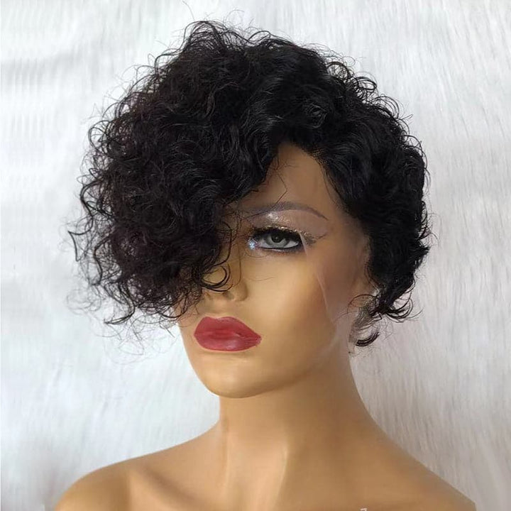Summer Wig Pre-Styled Pixie Cut Curly Side Part Lace Front Wig PCW02