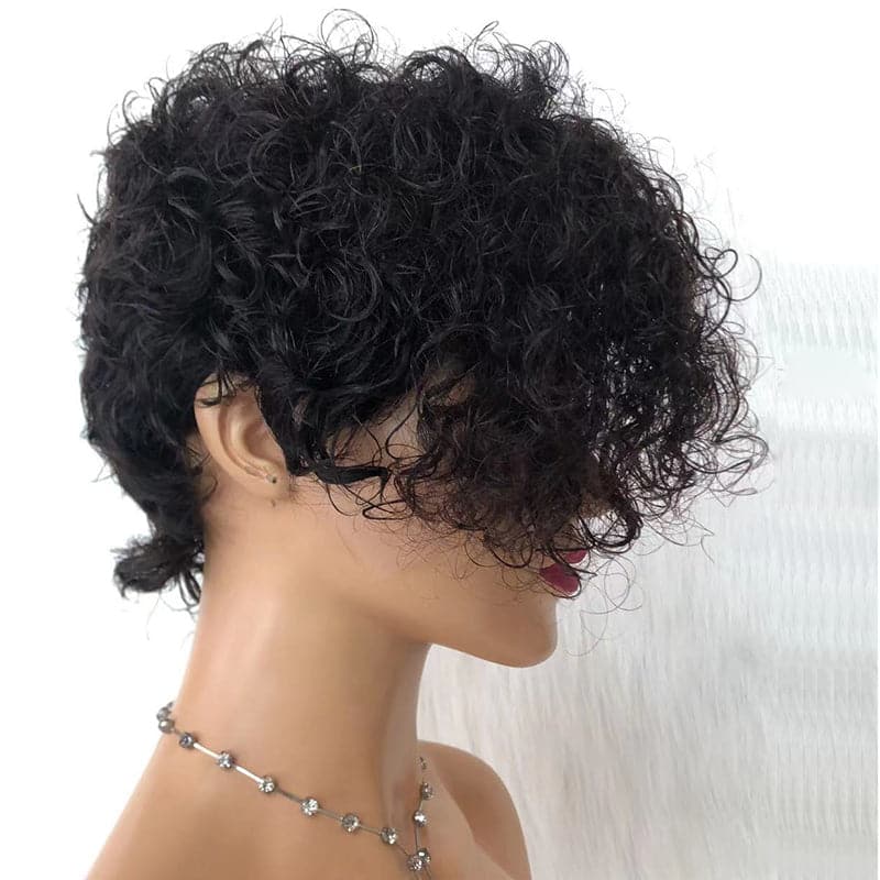 Summer Wig Pre-Styled Pixie Cut Curly Side Part Lace Front Wig PCW02