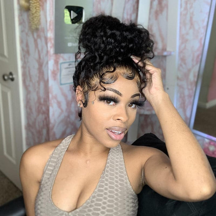 New Pre Plucked Wand Curly 360 HD Lace Frontal  Wig  WDC360