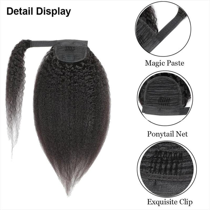 Wrap Around Ponytail Kinky Straight Brazilian Human Hair