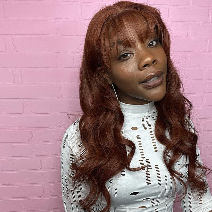 Transparent Lace #33 Reddish Brown Color Body Wave 13x4 Lace Front Wig BBG03