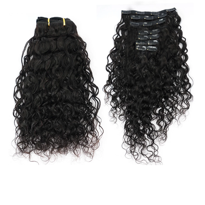 Clip in hair extension Water Wave Brazilian Human Hair