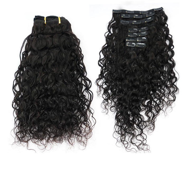 Clip In Hair Extension Water Wave Brazilian Human Hair