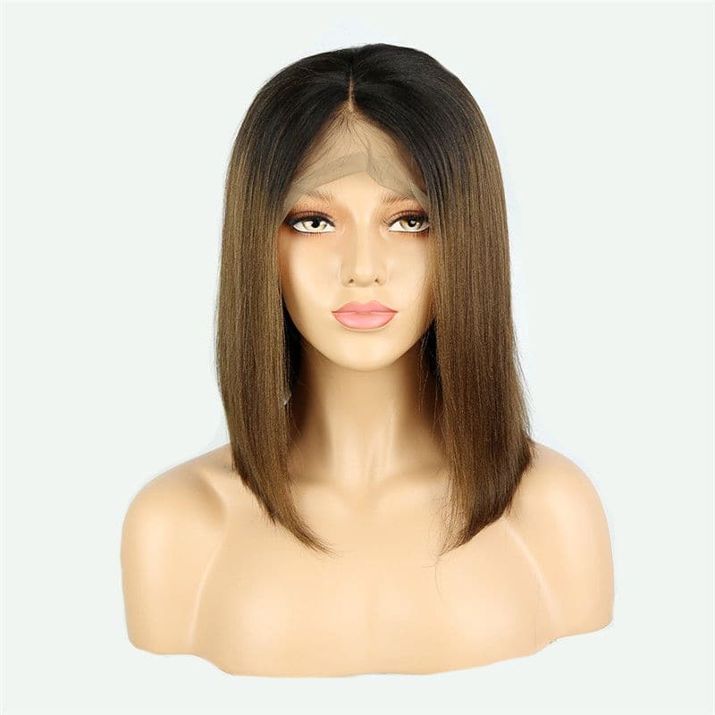 Transparent BOB #T1B-4 Brown Yaky Straight 13x4 Lace Front Wig2