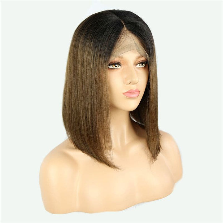 BOB #T1B/4 Brown Yaki Straight Lace Front Wig OBS-H