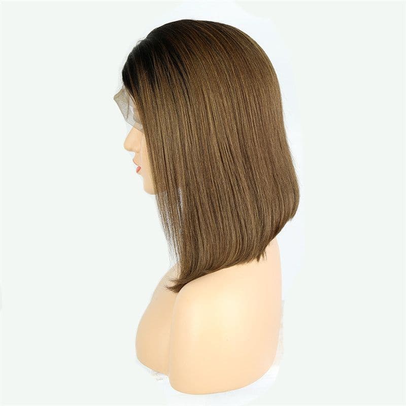 Transparent BOB #T1B-4 Brown Yaky Straight 13x4 Lace Front Wig6