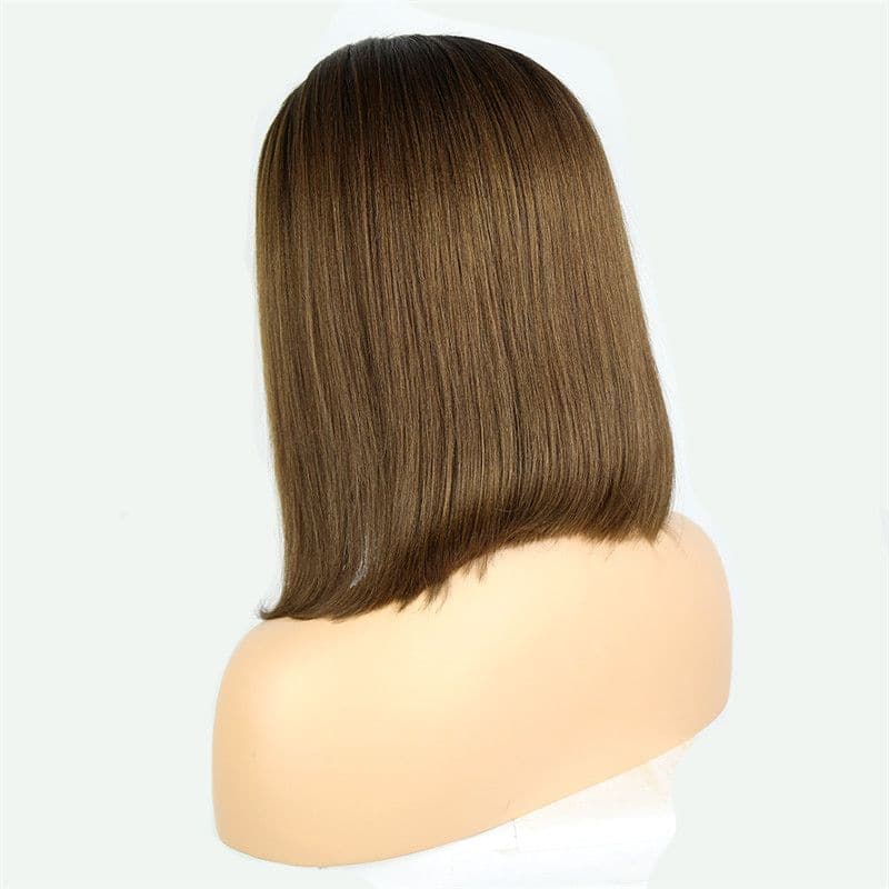 Transparent BOB #T1B-4 Brown Yaky Straight 13x4 Lace Front Wig7