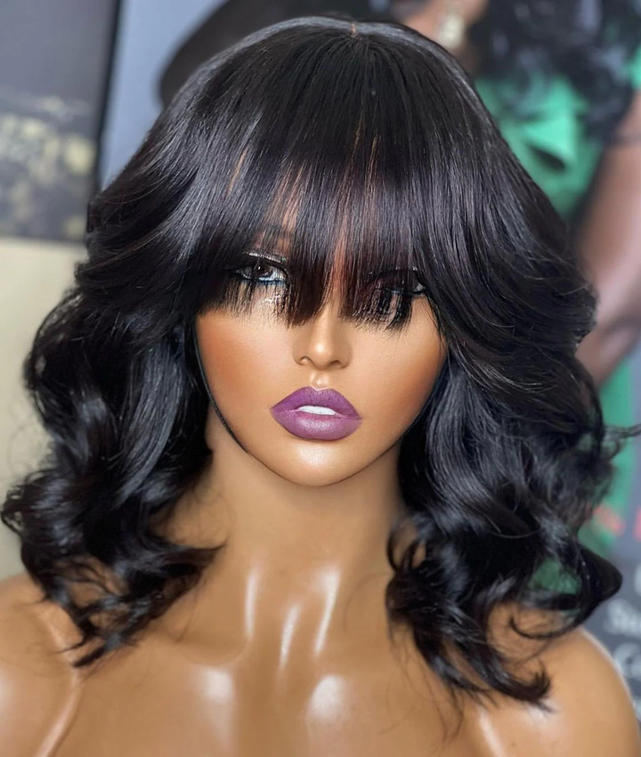 Realistic Scalp Body Wave Bob Wig with Bang RBW-2