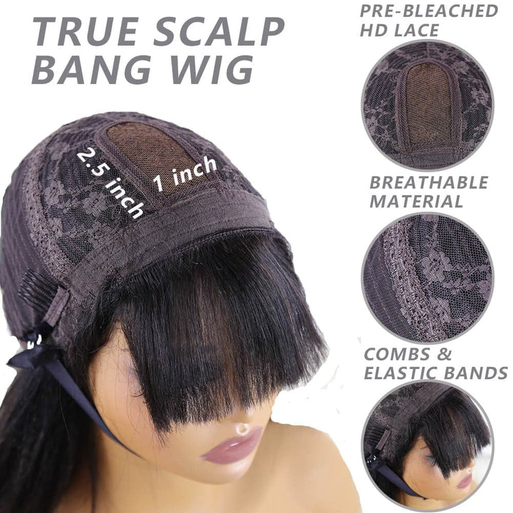 Realistic Scalp Body Wave Bob Wig with Bang RBW-2