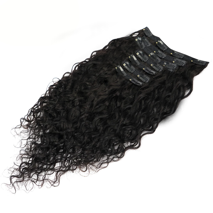 Clip in hair extension Water Wave Brazilian Human Hair