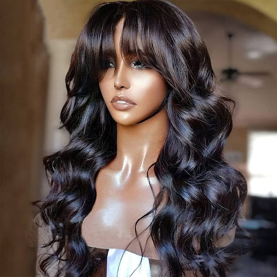 Pre Plucked  Body Wave With Bangs 13x6 HD Lace Front Wig BWB-8