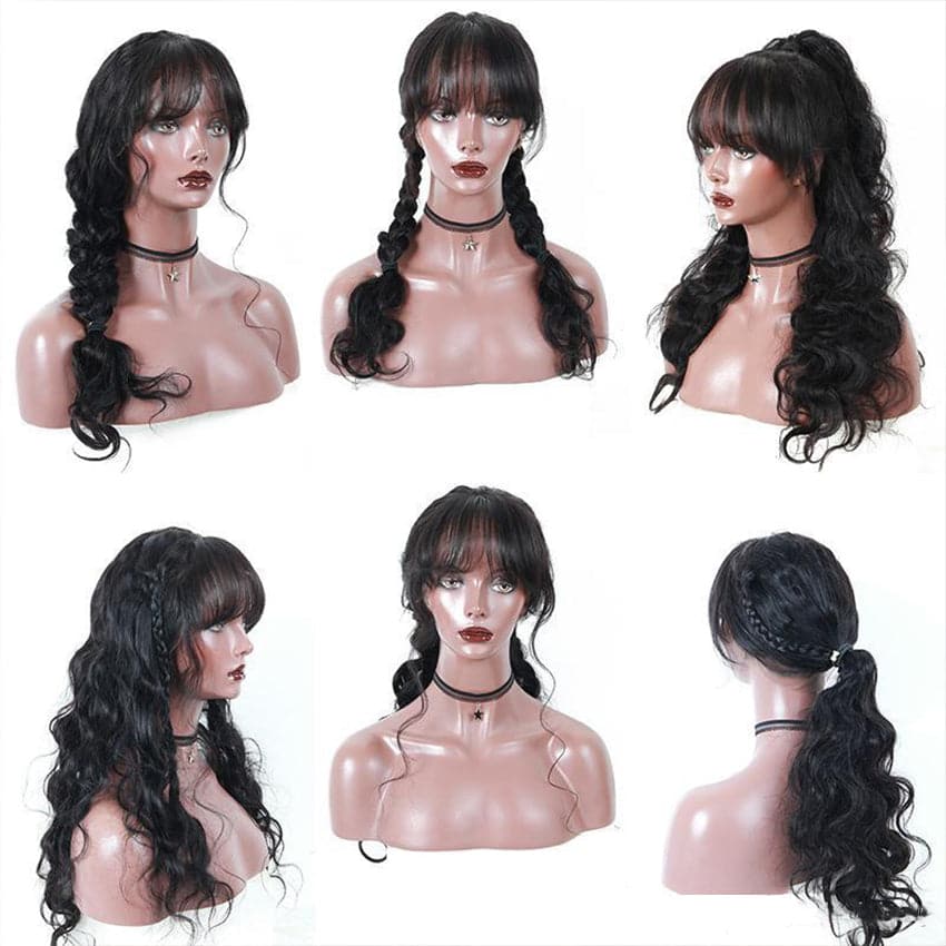 Pre Plucked  Body Wave With Bangs 13x6 HD Lace Front Wig BWB-8