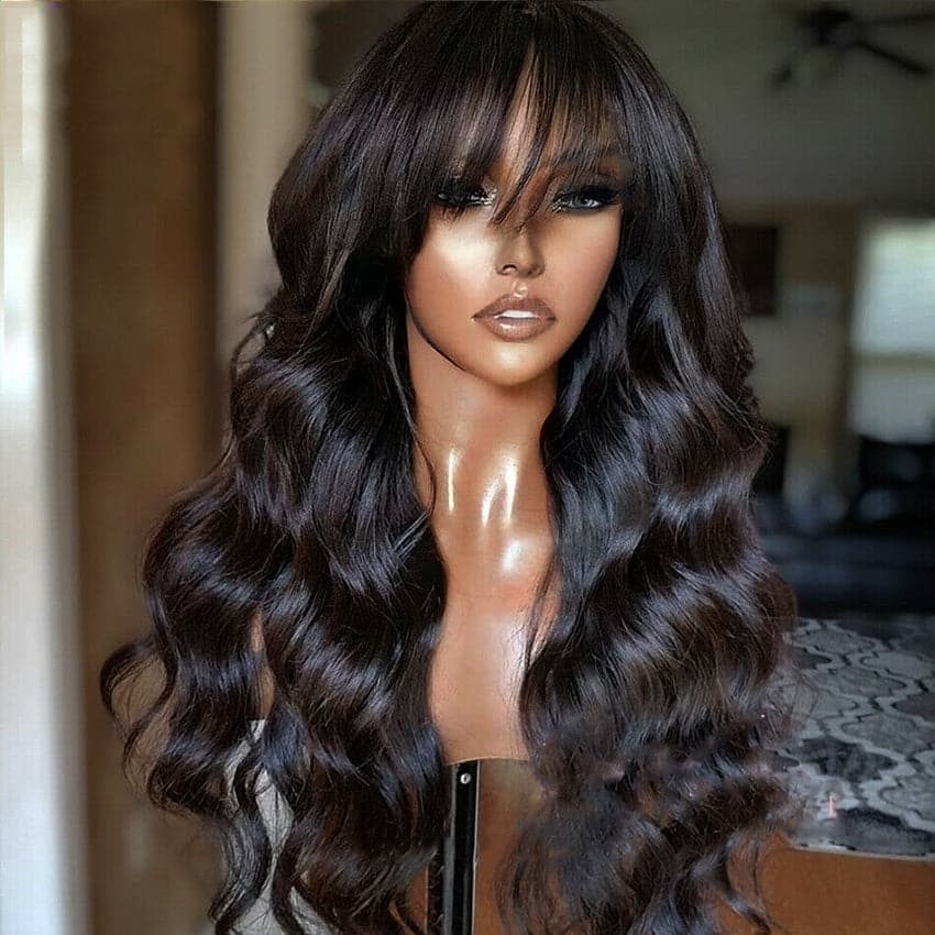 Pre Plucked  Body Wave With Bangs 13x6 HD Lace Front Wig BWB-8