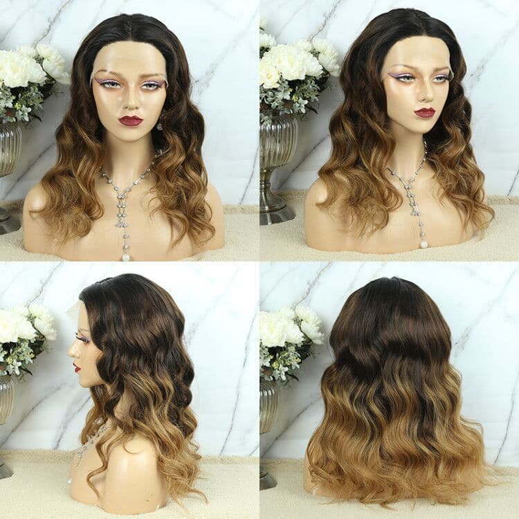 Ombre #1B/4/30 Color Straight 13x4 T Part Lace Front Wig BCSTT-1