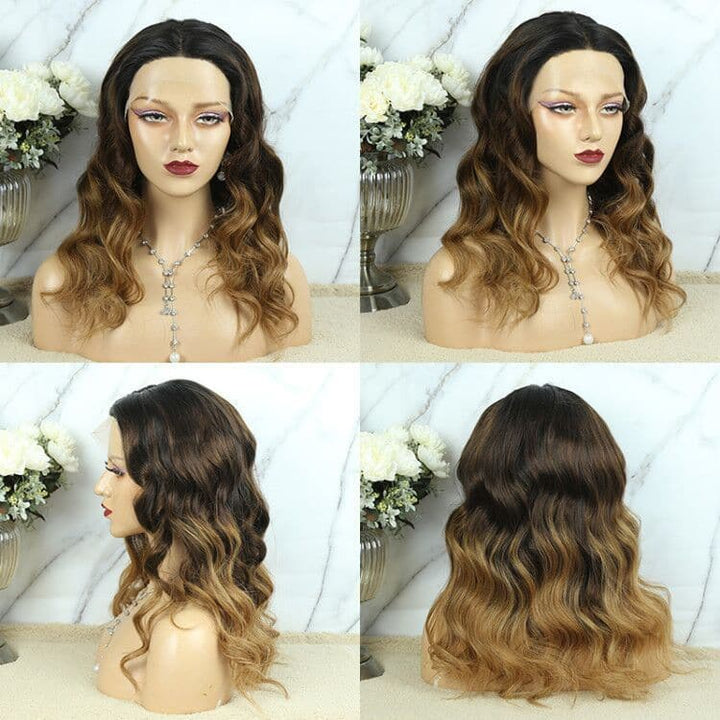 Ombre #1B/4/30 Color Straight 13x4 T Part Lace Front Wig BCSTT-1