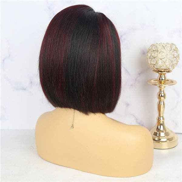 Pre Plucked Natural Color With Highlights 13x6 Lace Front BOB Wig 10AOBTC