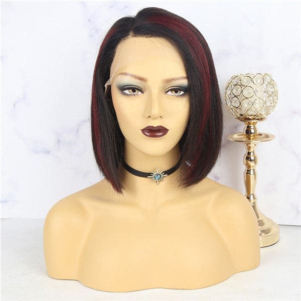 Pre Plucked Natural Color With Highlights 13x6 Lace Front BOB Wig 10AOBTC
