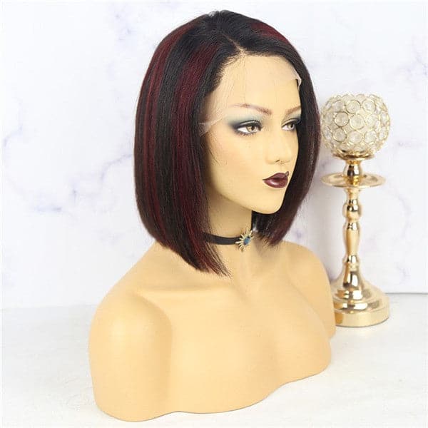 Pre Plucked Natural Color With Highlights 13x6 Lace Front BOB Wig 10AOBTC