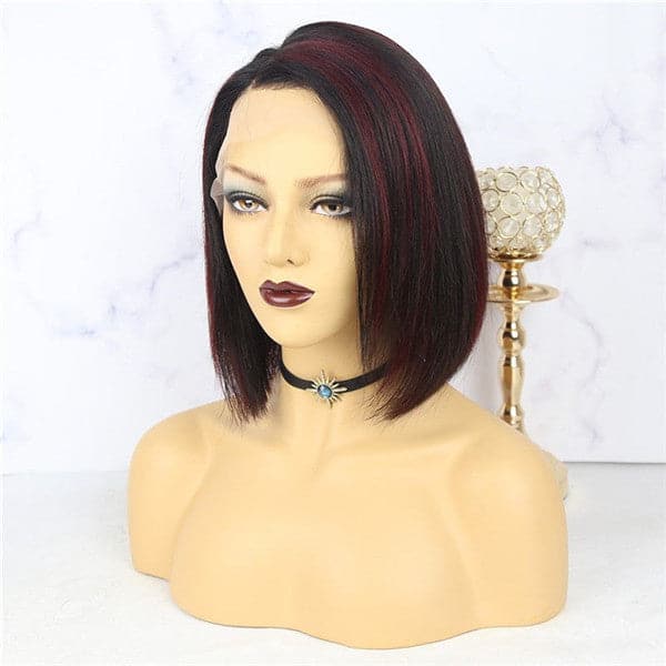 Pre Plucked Natural Color With Highlights 13x6 Lace Front BOB Wig 10AOBTC