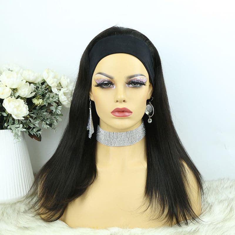 Headband Wig Silky Straight Human Hair HBWT-1