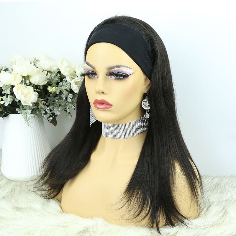 Headband Wig Silky Straight Human Hair HBWT-1