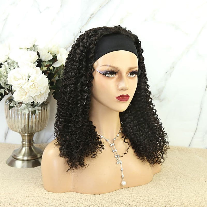 Headband Wig Jerry Curly Human Hair HBWJC-1