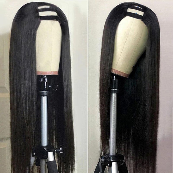 U Part Wig Silky Straight Human Hair UST-1