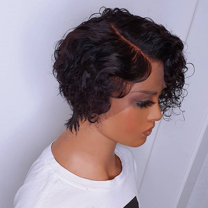 Pre-Styled Pixie Cut Curly/Wave BOB Lace Wig OBCT-C