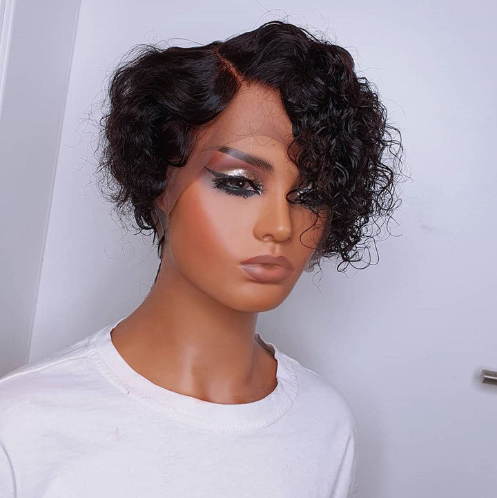 Pre-Styled Pixie Cut Curly/Wave BOB Lace Wig OBCT-C